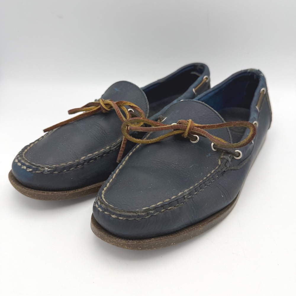 Northland Mens 9.5 Shoes Navy Blue Loafers Leather Boat Casual Slip On Top Sider